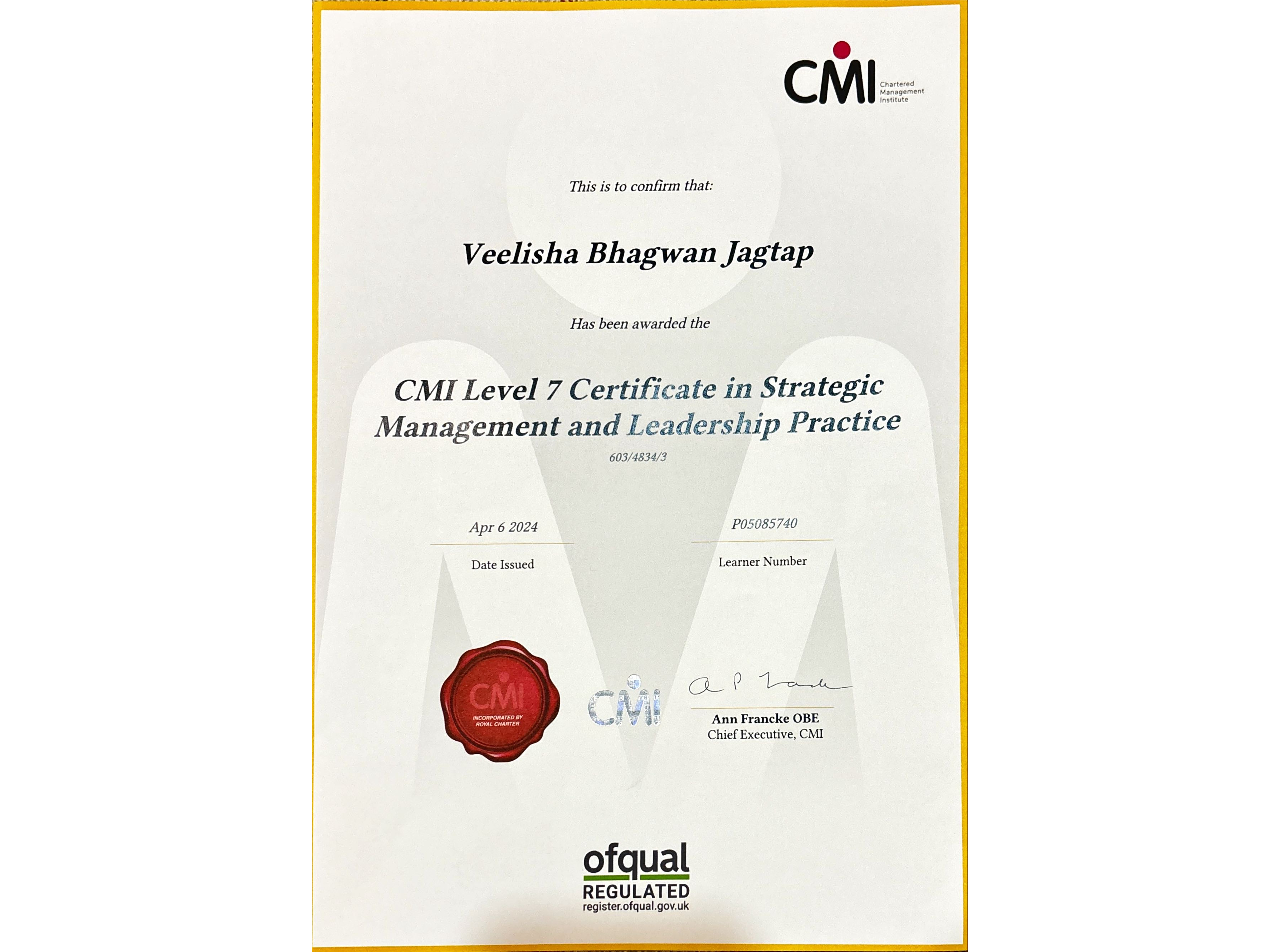CMI Certificate