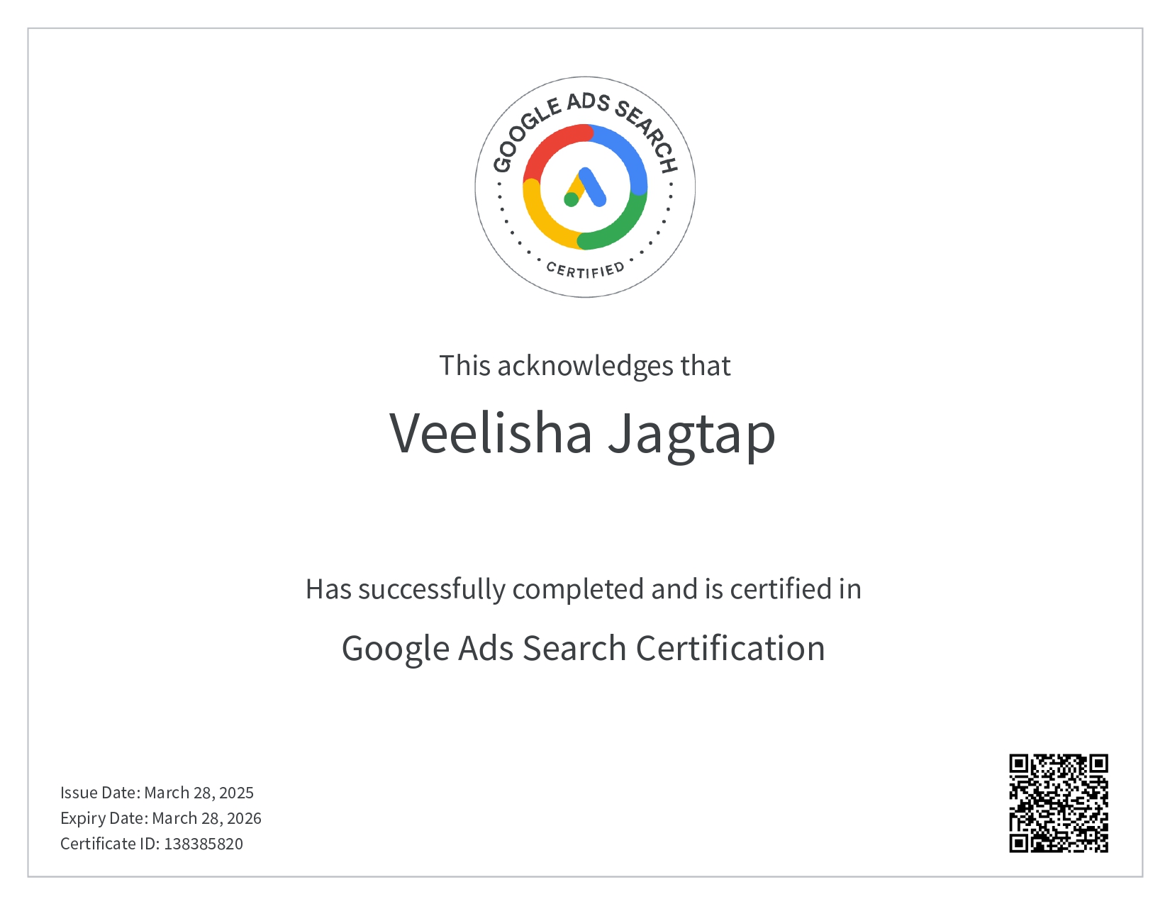 Google ads certificate